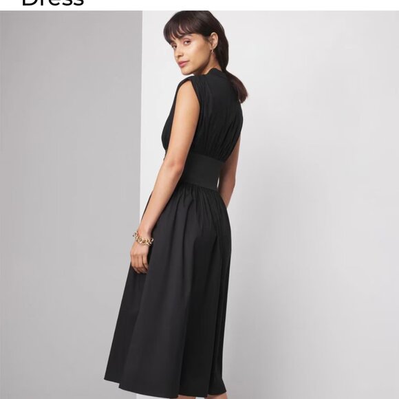 nwt white house black market belted poplin midi dress 2 4 6 8 - Picture 4 of 4